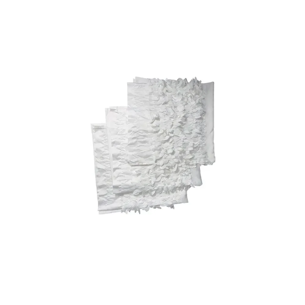 Set of 4 White Leaf Fringe Curtains Panels Drapes 84 Long 3D Unique Style